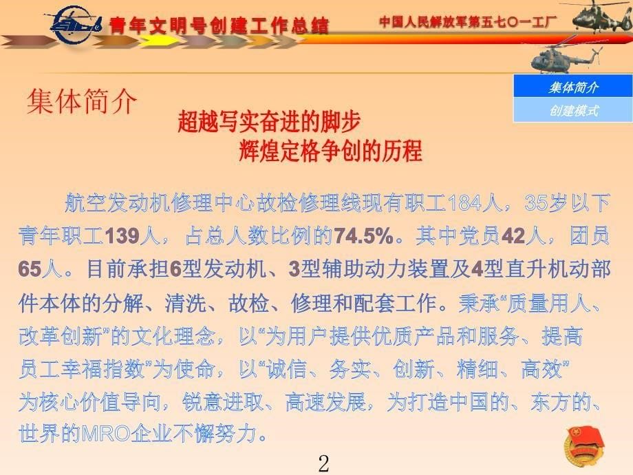 航空发动机修理中心-故检修理线-- 2016年争创成都市青年文明号创建工作汇报_第5页