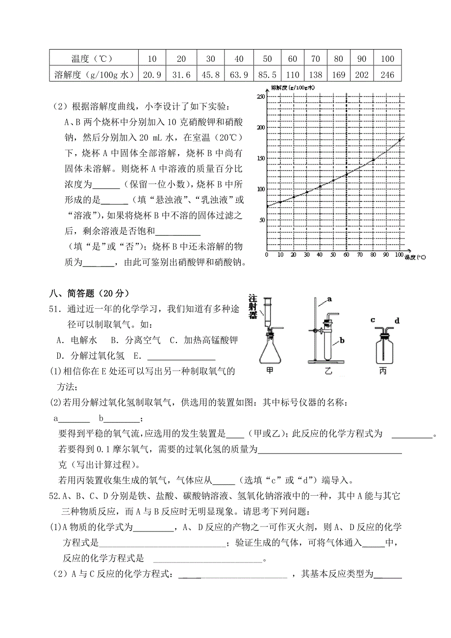 上海市金山区2009年初三化学中考模拟卷_第4页