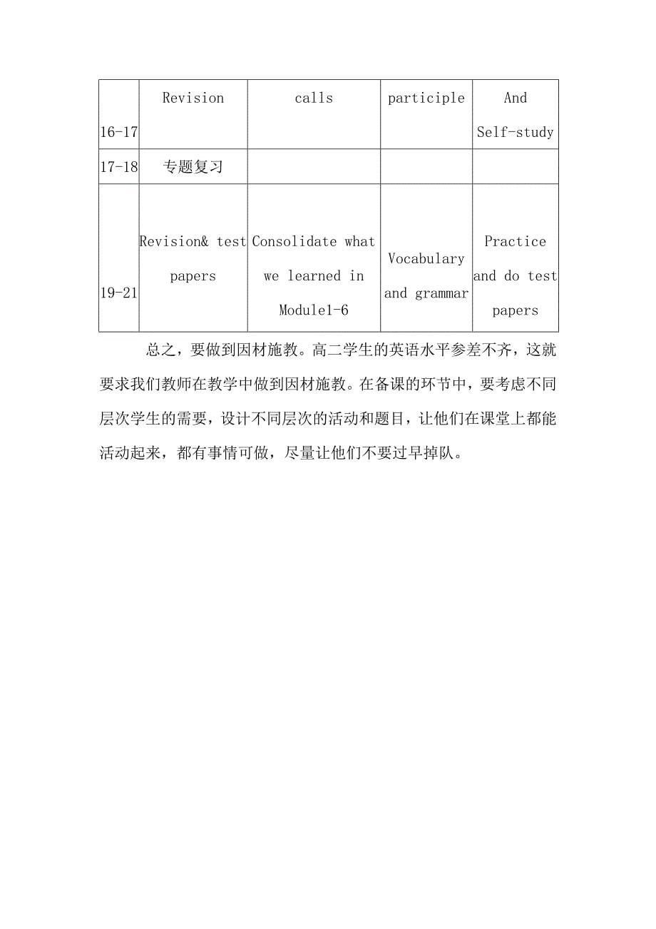 高二上学期英语教学工作计划_第5页