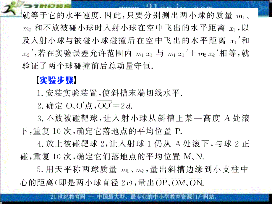 【人教新课标】高考物理第一轮实验复习课件：实验17 验证动量守恒定律_第2页