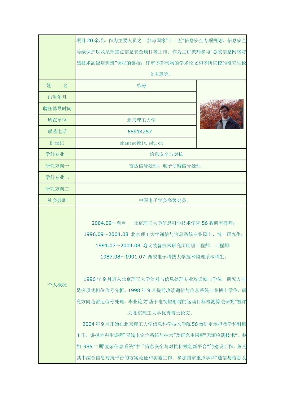 北京理工大学博士生指导教师简介_第2页