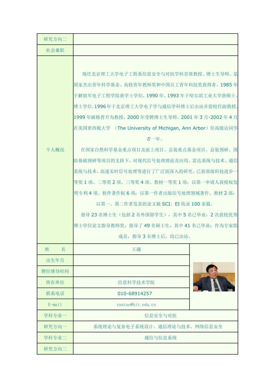 北京理工大学博士生指导教师简介_第4页