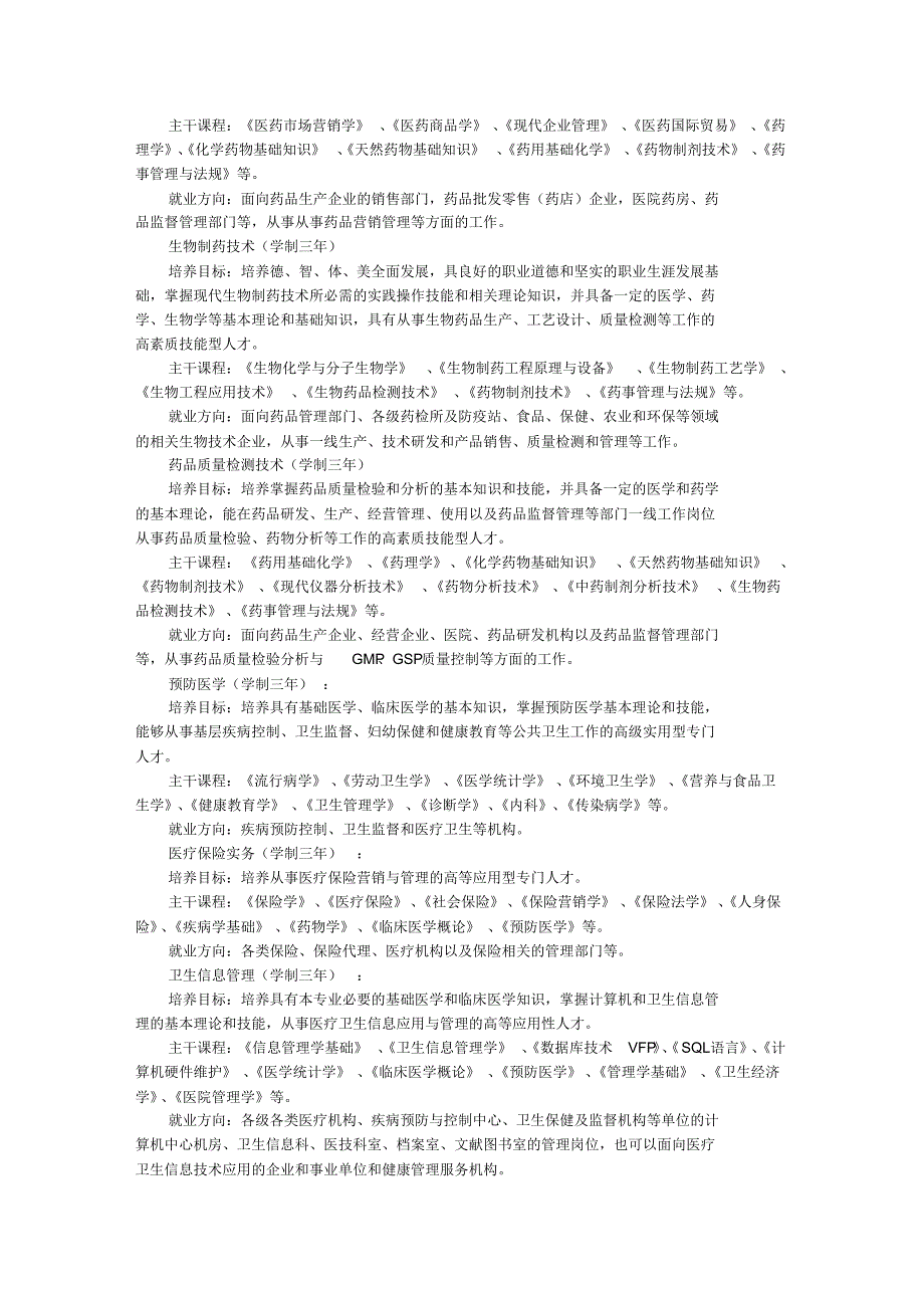 安徽医学高等专科学校专业介绍_第4页