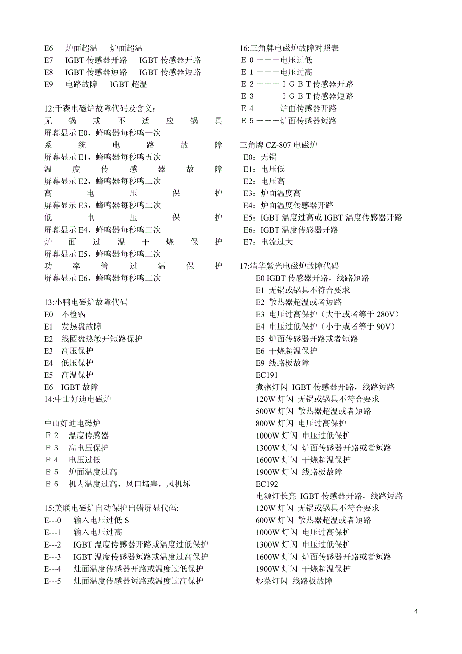 电磁炉故障代码大全_第4页