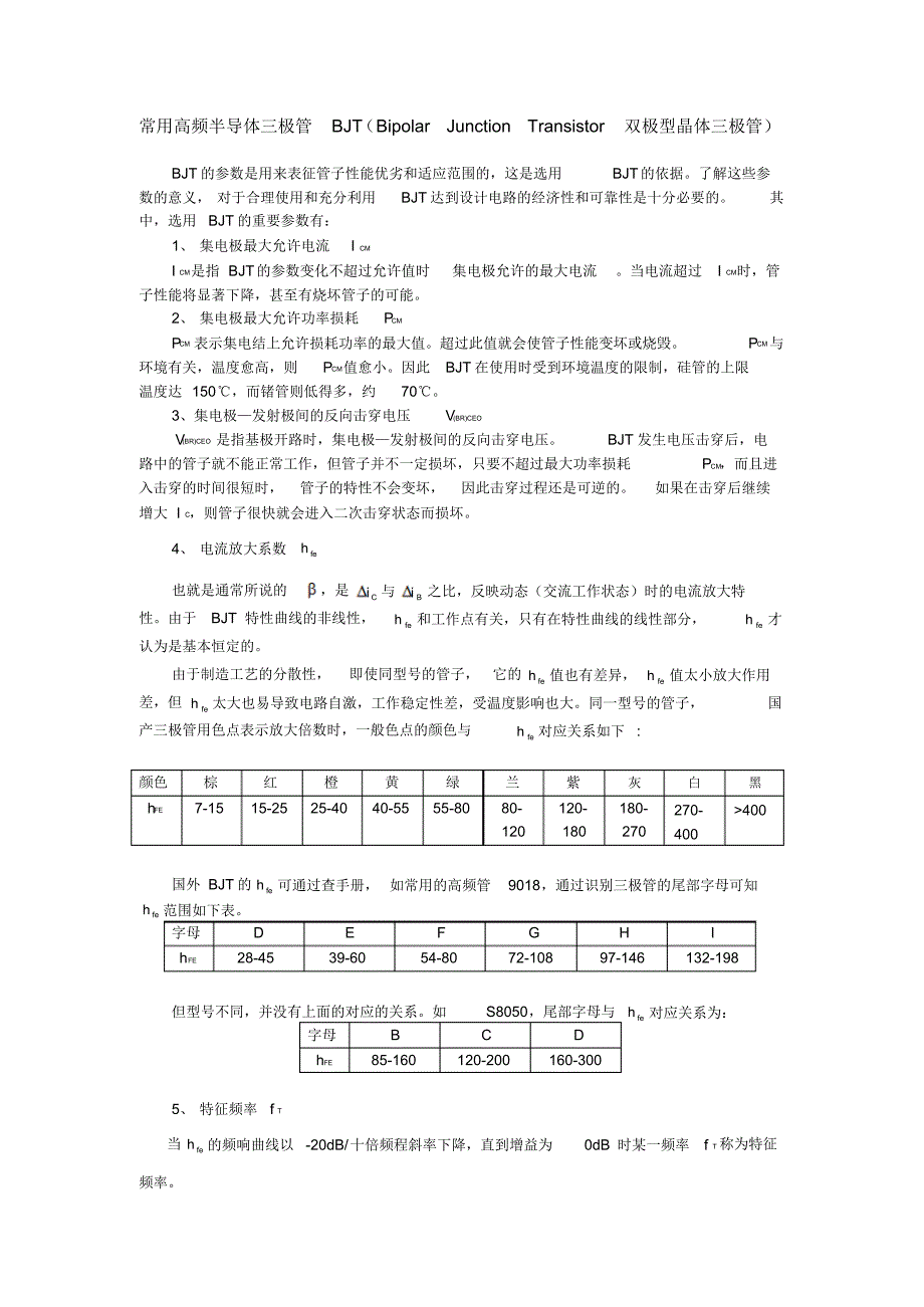 常用高频三极管_第1页