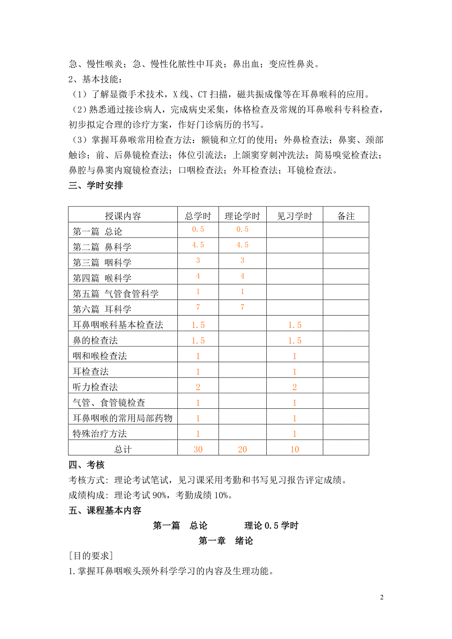 《耳鼻咽喉-头颈外科学》教学大纲(03-06级)_第2页