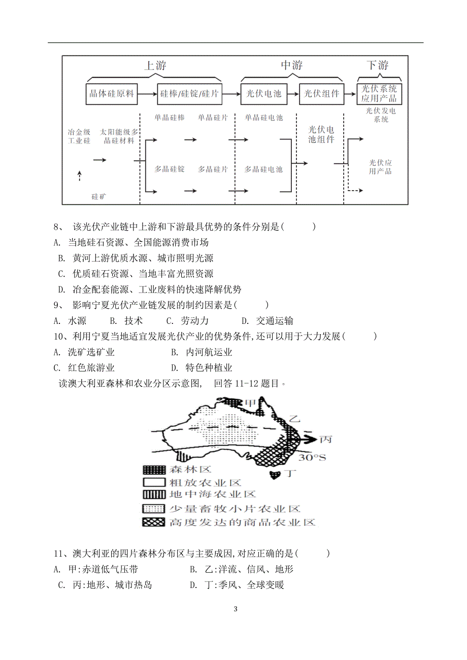 2016年6月武训高中高二地理月考试题(附答案)_第3页