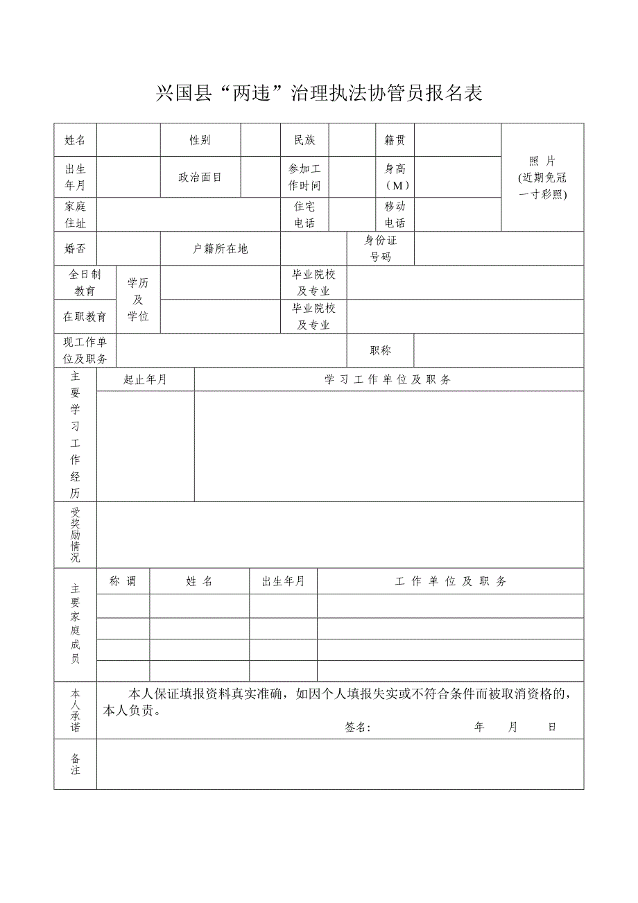 兴国县两违治理执法协管员报名表_第1页