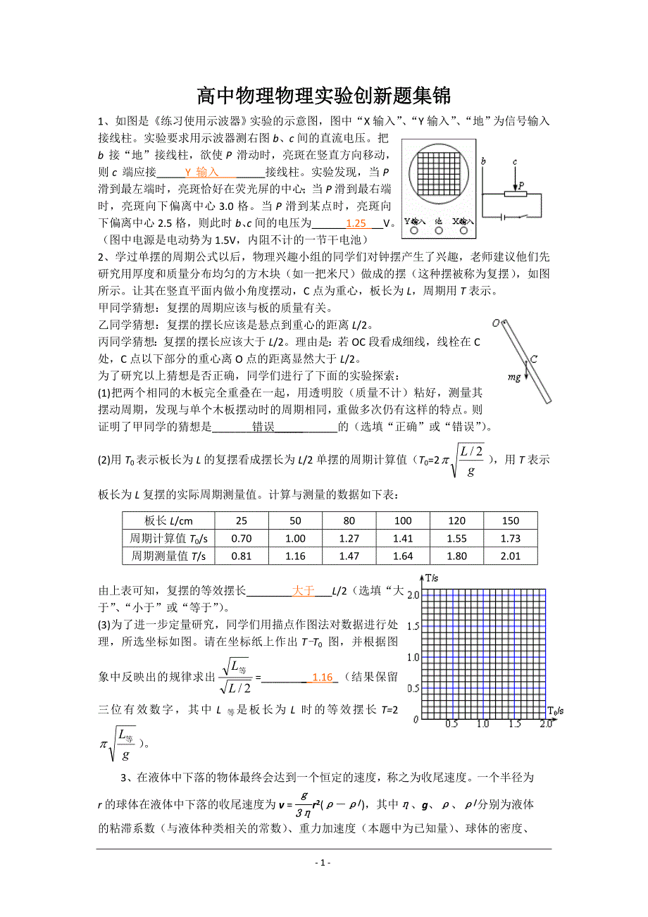 高中物理物理实验创新题集锦_第1页