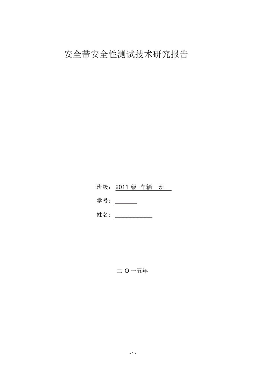 安全带安全性测试技术研究报告_第1页