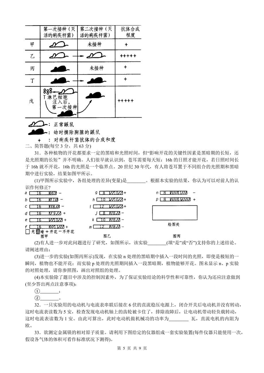 初中科学奥赛测试卷四_第5页