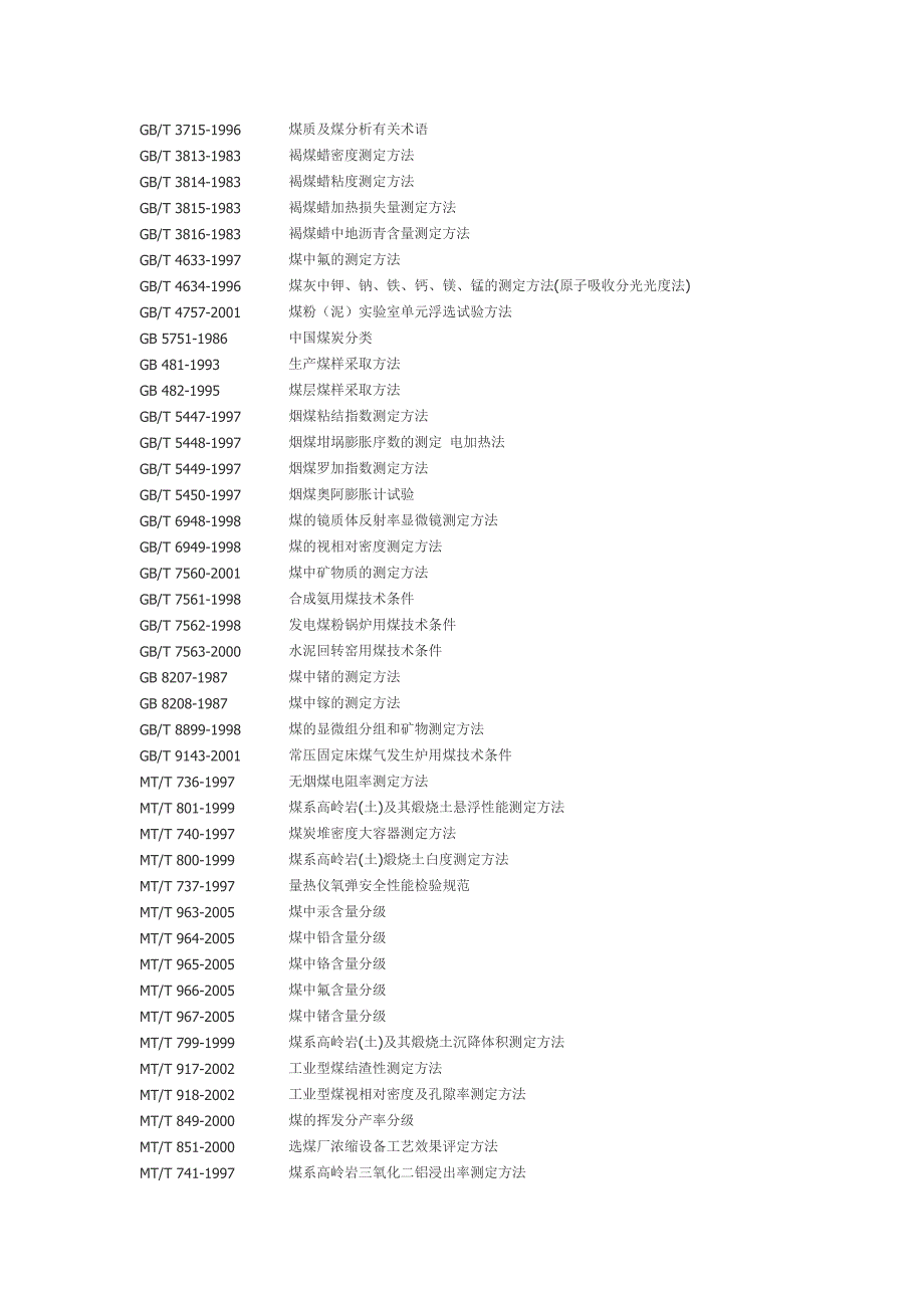 煤炭相关标准(国标、部标)_第3页