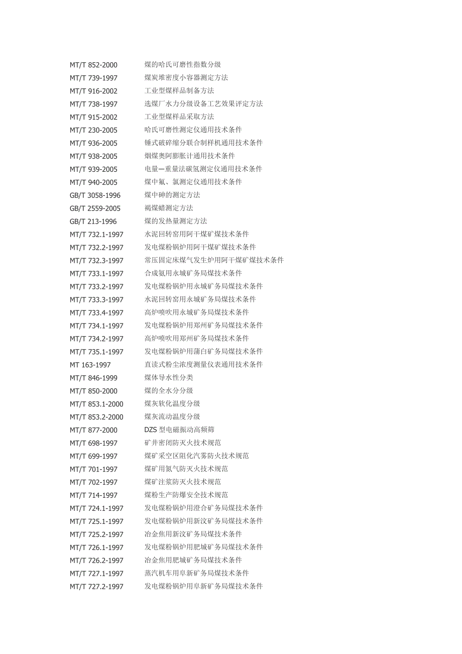 煤炭相关标准(国标、部标)_第4页