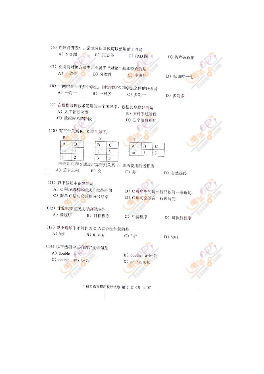 二级c语言题(完整版,含参考答案)_第2页