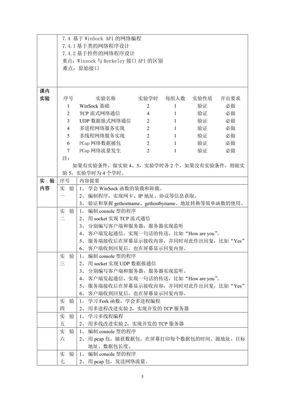 网络程序设计——教学大纲_第5页