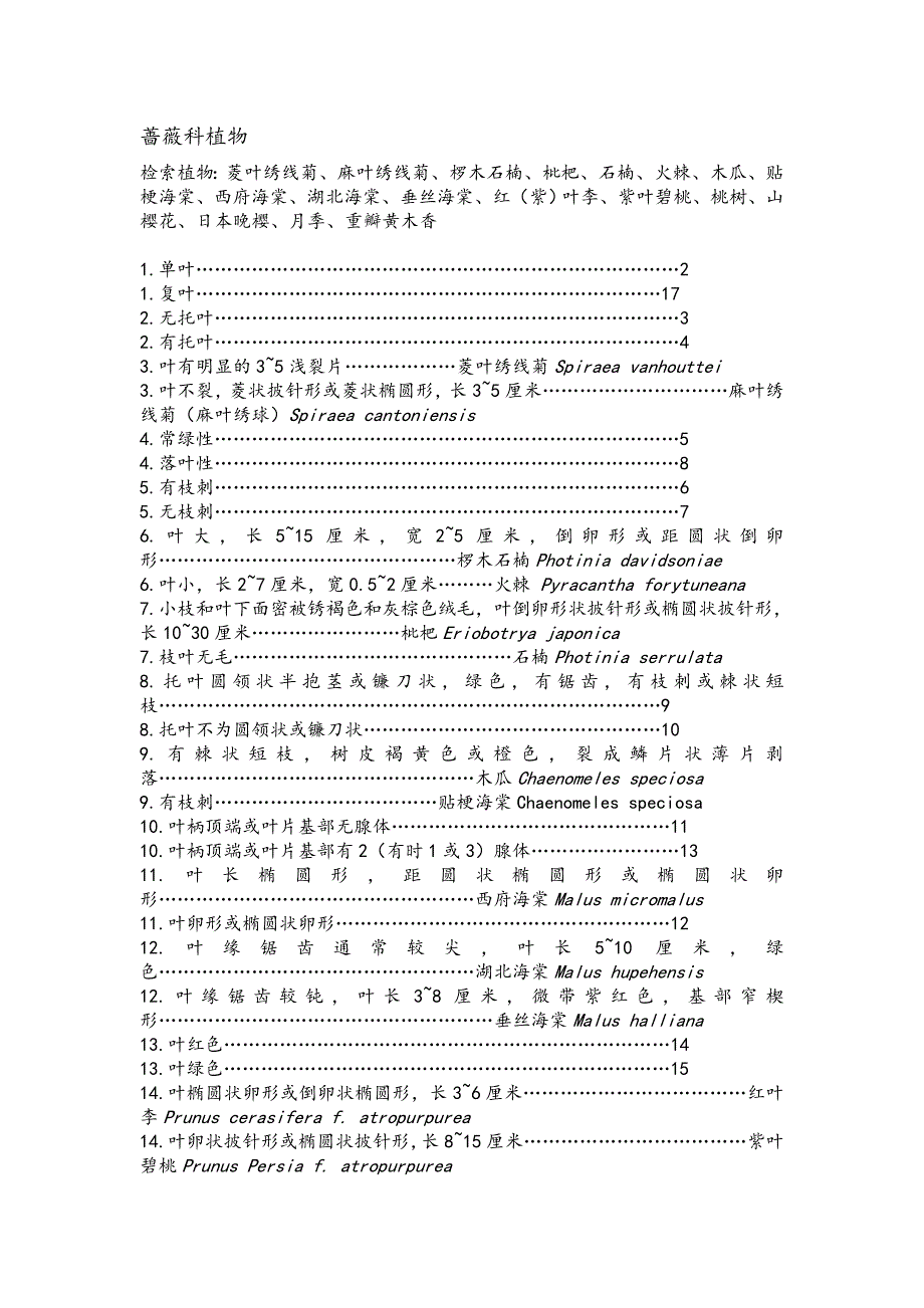 蔷薇科植物检索表_第1页