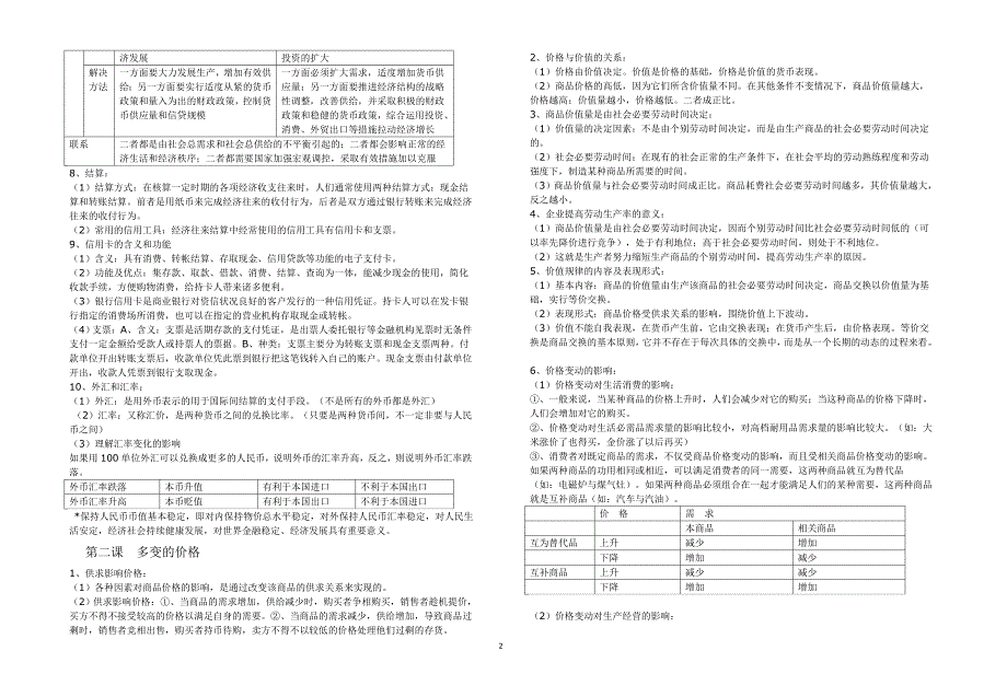 2017年最新版高中政治知识点汇编(印)_第2页