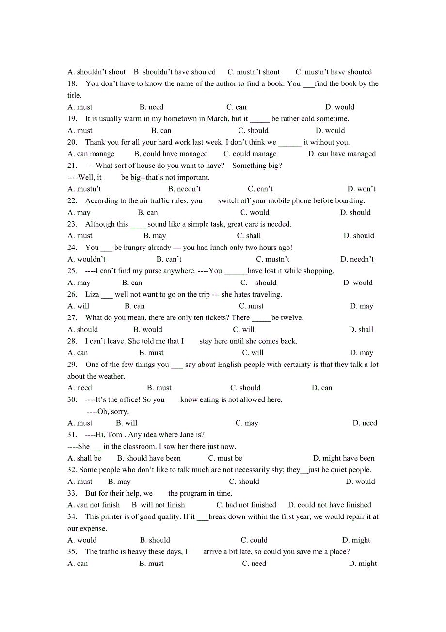 情态动词高考题_第2页