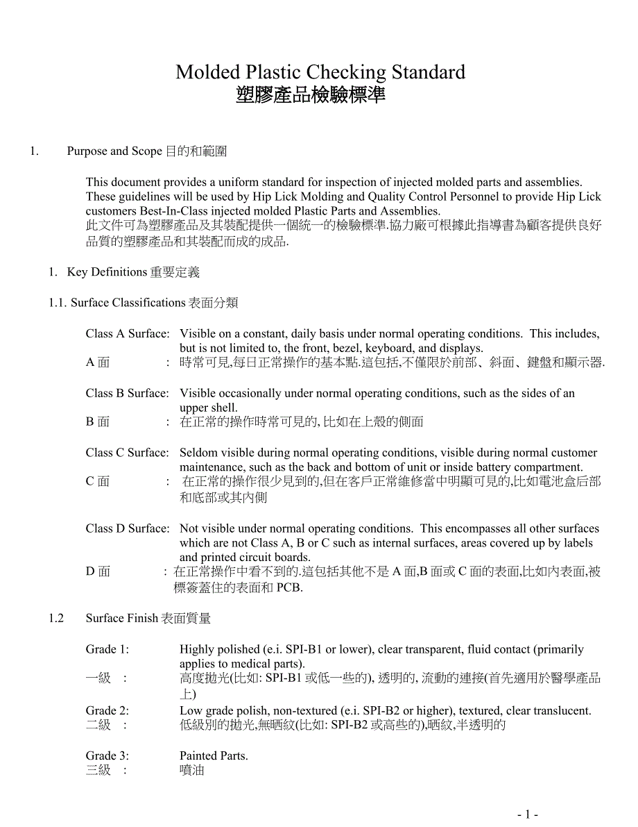 塑胶件的检查标准_第1页