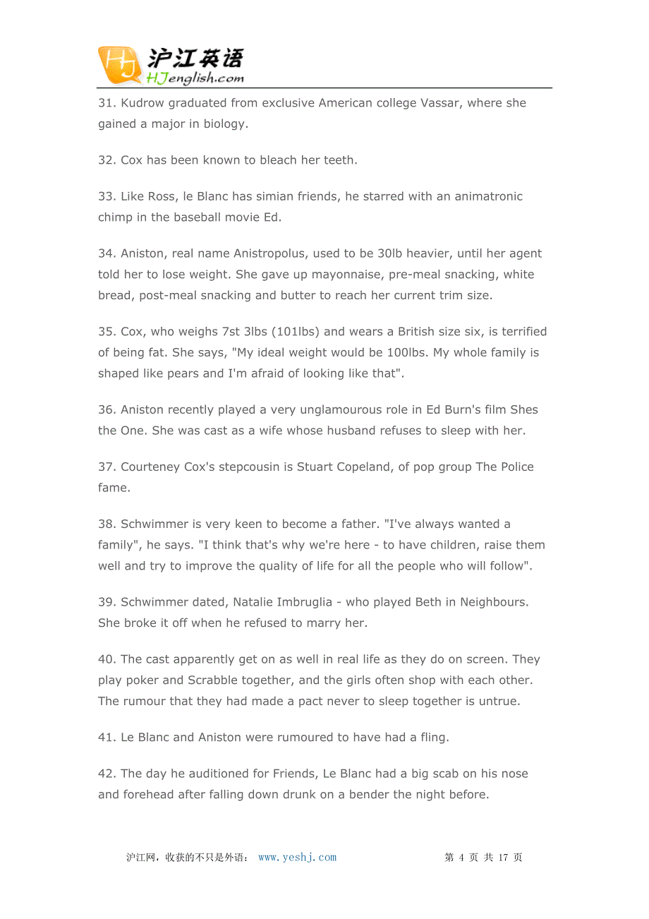 双语：《老友记》粉丝该知道的101件事_第4页