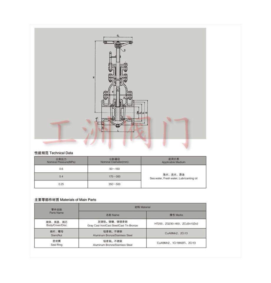 船用法兰铸铁闸阀-a型、as型船用法兰铸铁闸阀_第2页