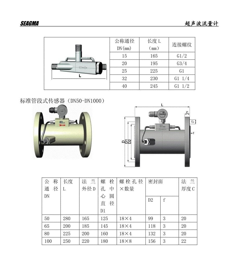 分体管段式超声波流量计使用说明书_第5页