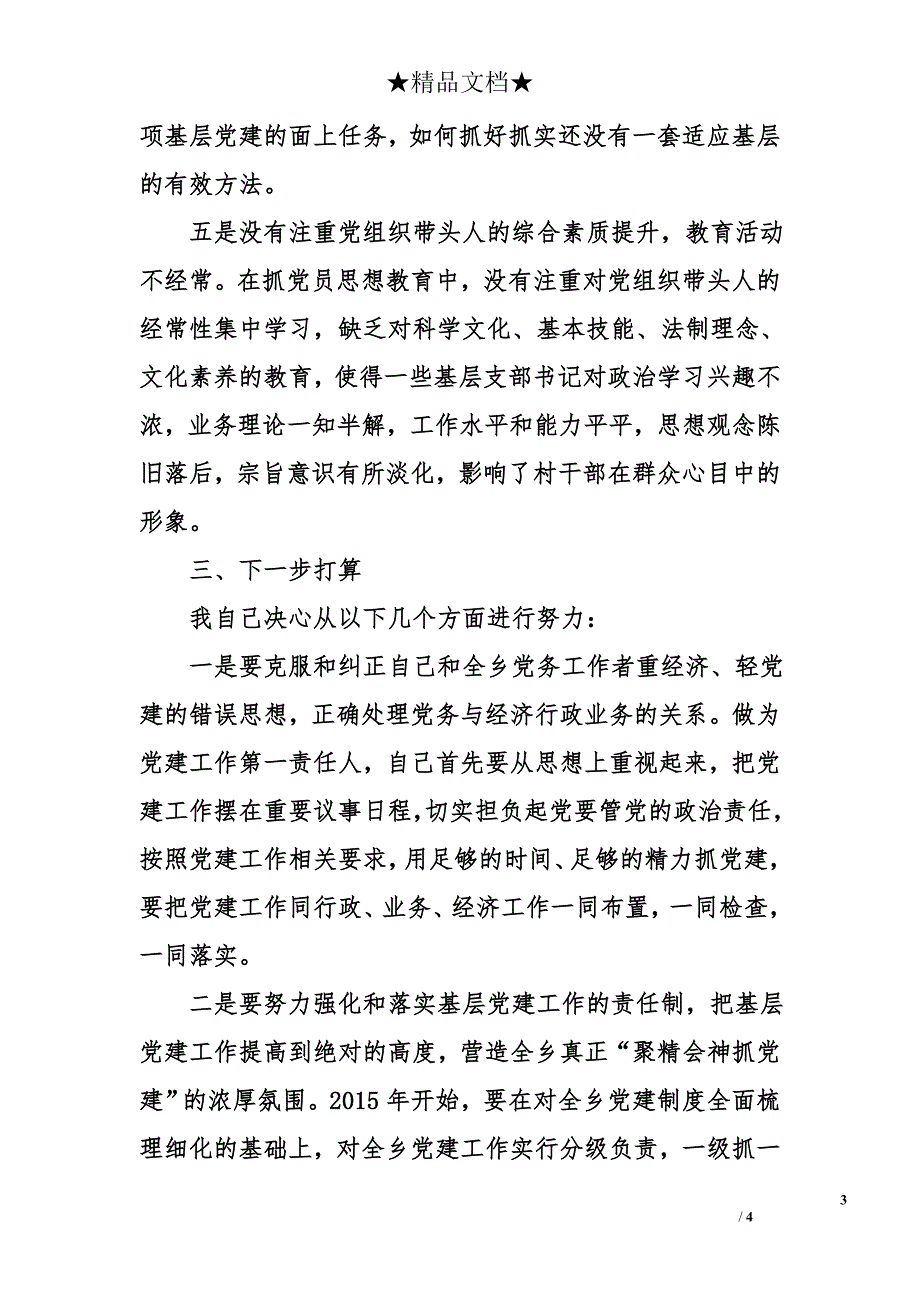 乡党委书记履行基层党建工作责任述职报告_第3页