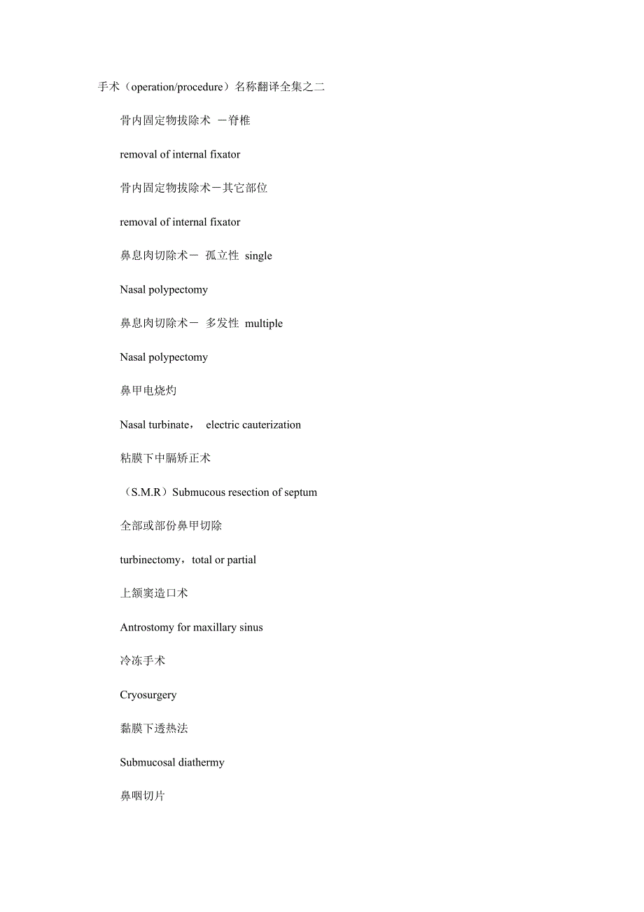 手术名称翻译全集之二_第1页