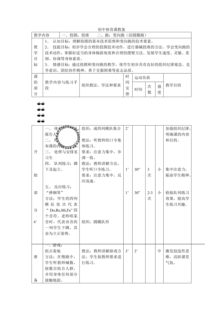 投掷和变向跑体育优秀教案能手教学设计说课案例_第1页