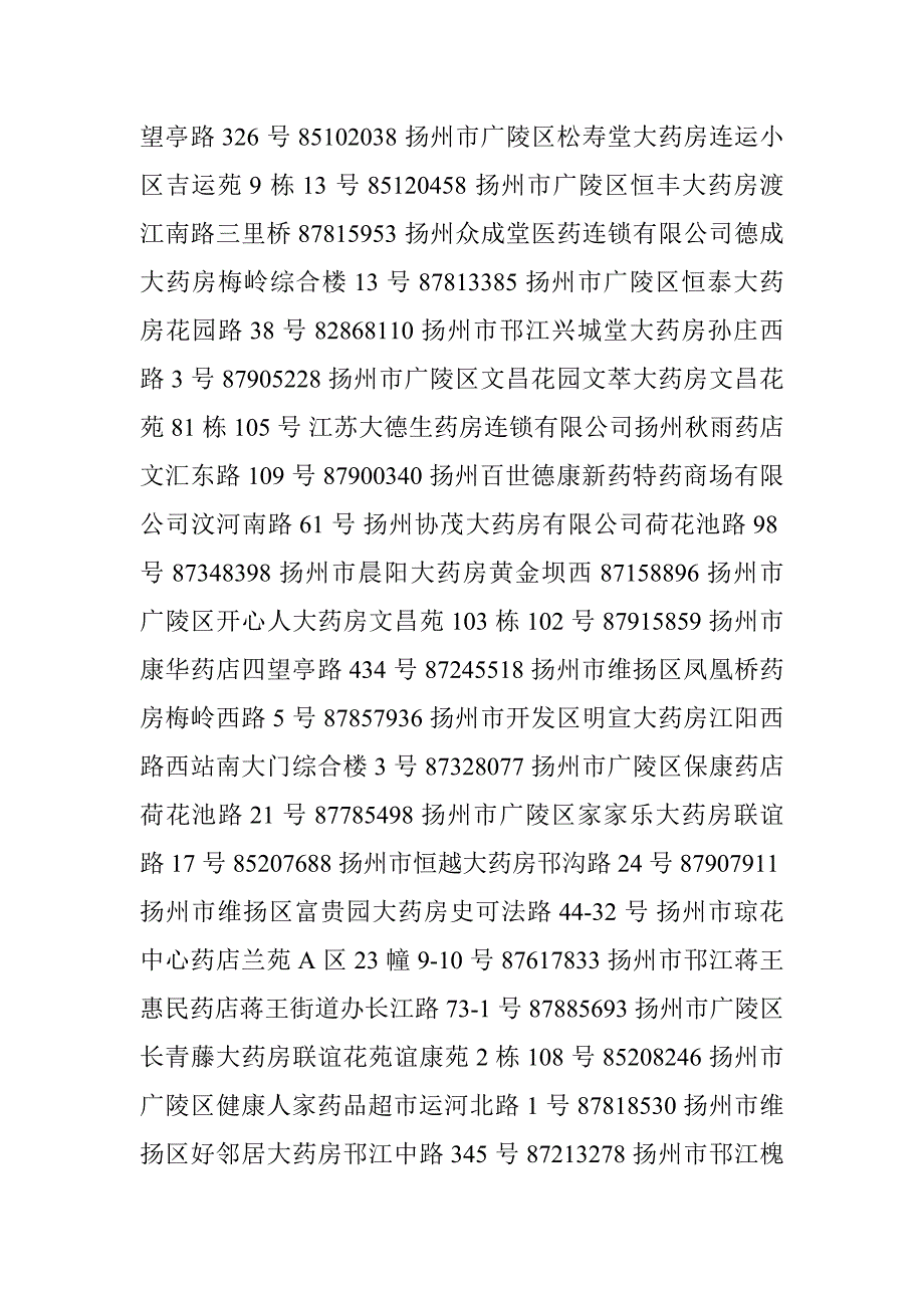 扬州市医保定点药店地址、电话_第4页