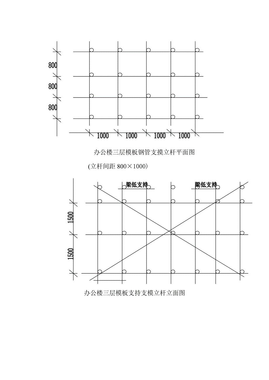 办公楼三层模板钢管支摸立杆平面图_第1页