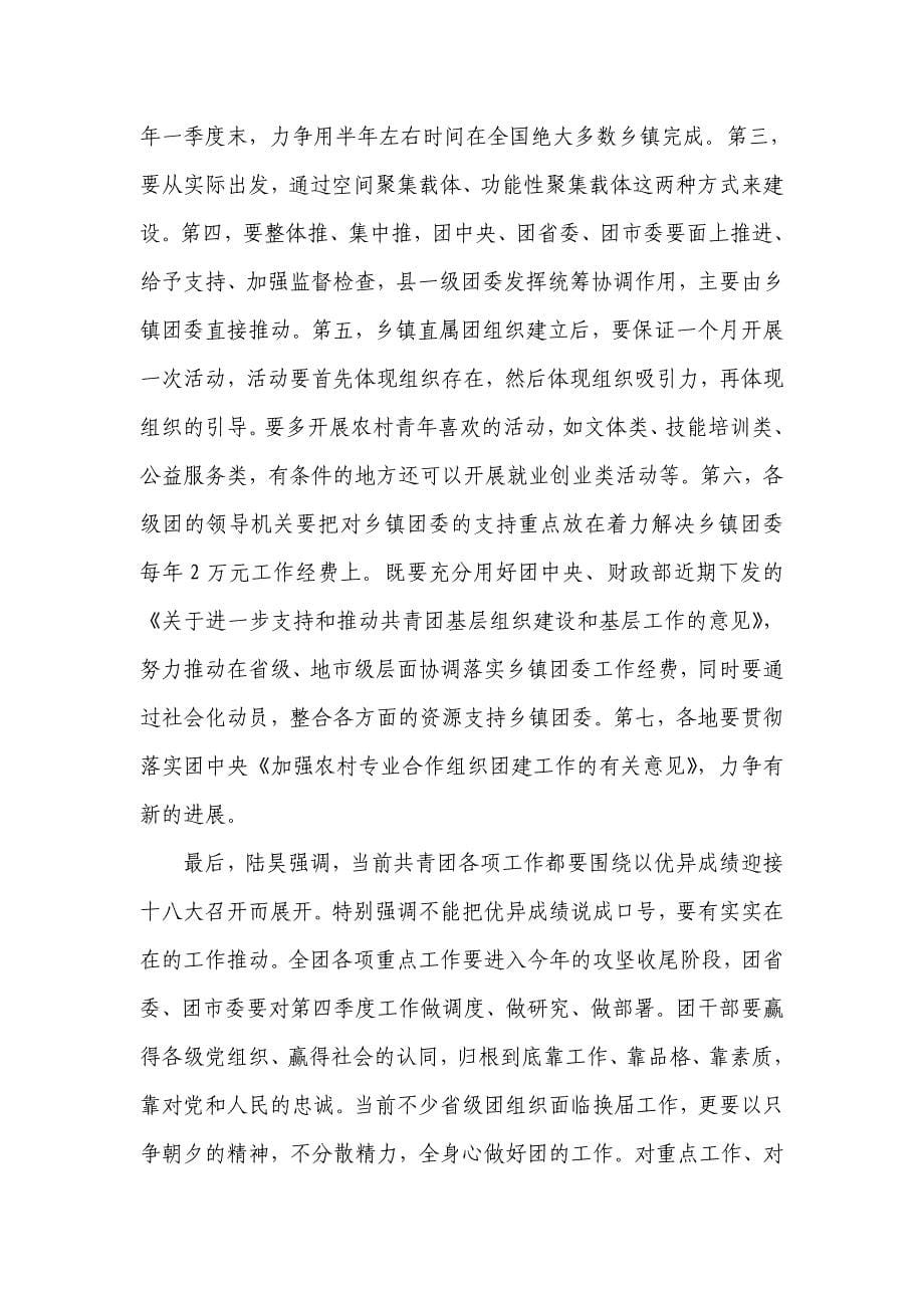 陆昊在全国乡镇实体化“大团委”建设工作电视电话会议上的讲话_第5页