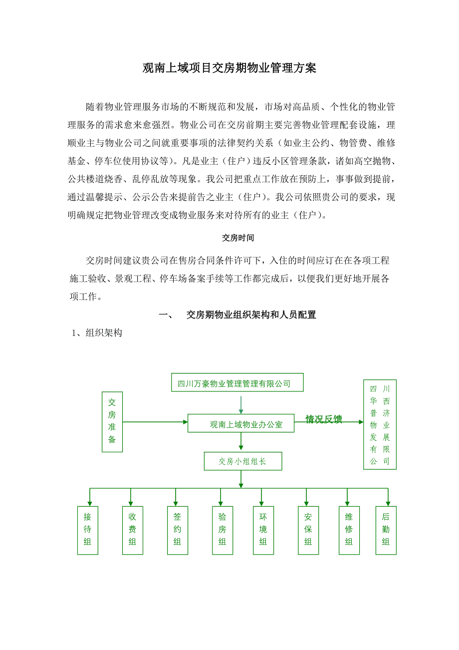 观南上域项目交房期物业管理方案_第1页