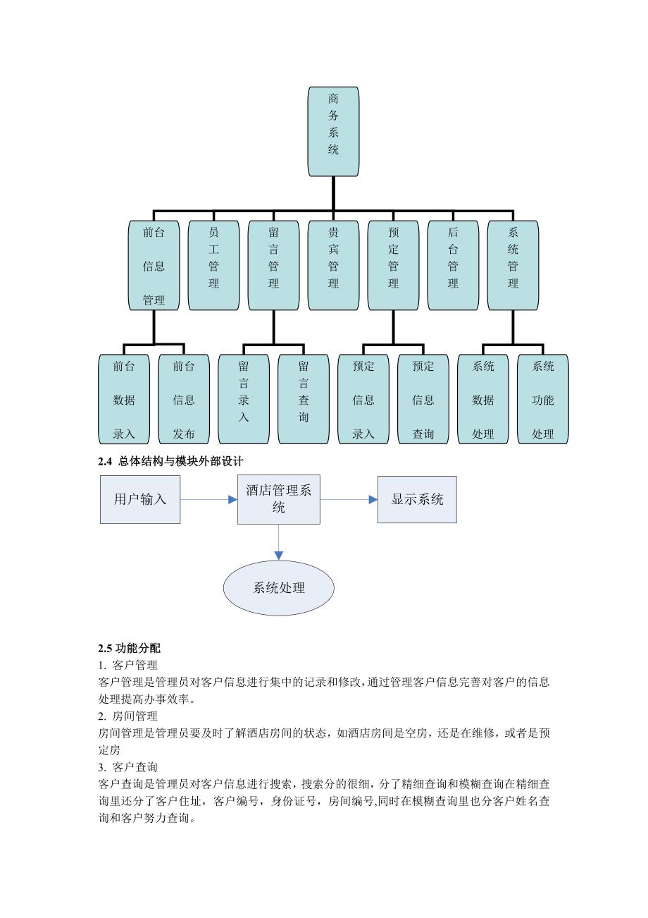 酒店管理系统_总体设计说明书_第4页