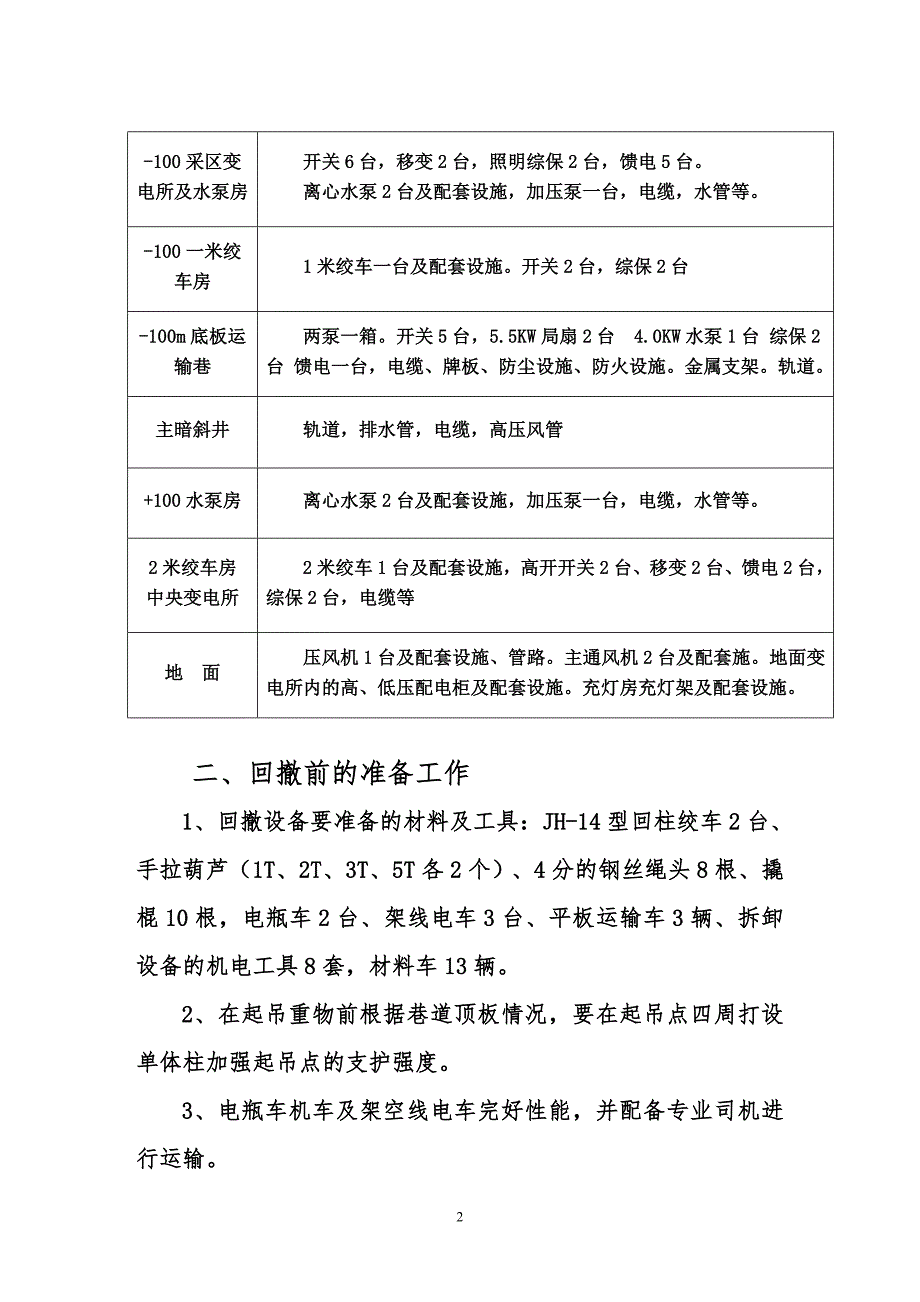 矿井闭坑前设备设施回撤安全技术措施_2015年_第2页