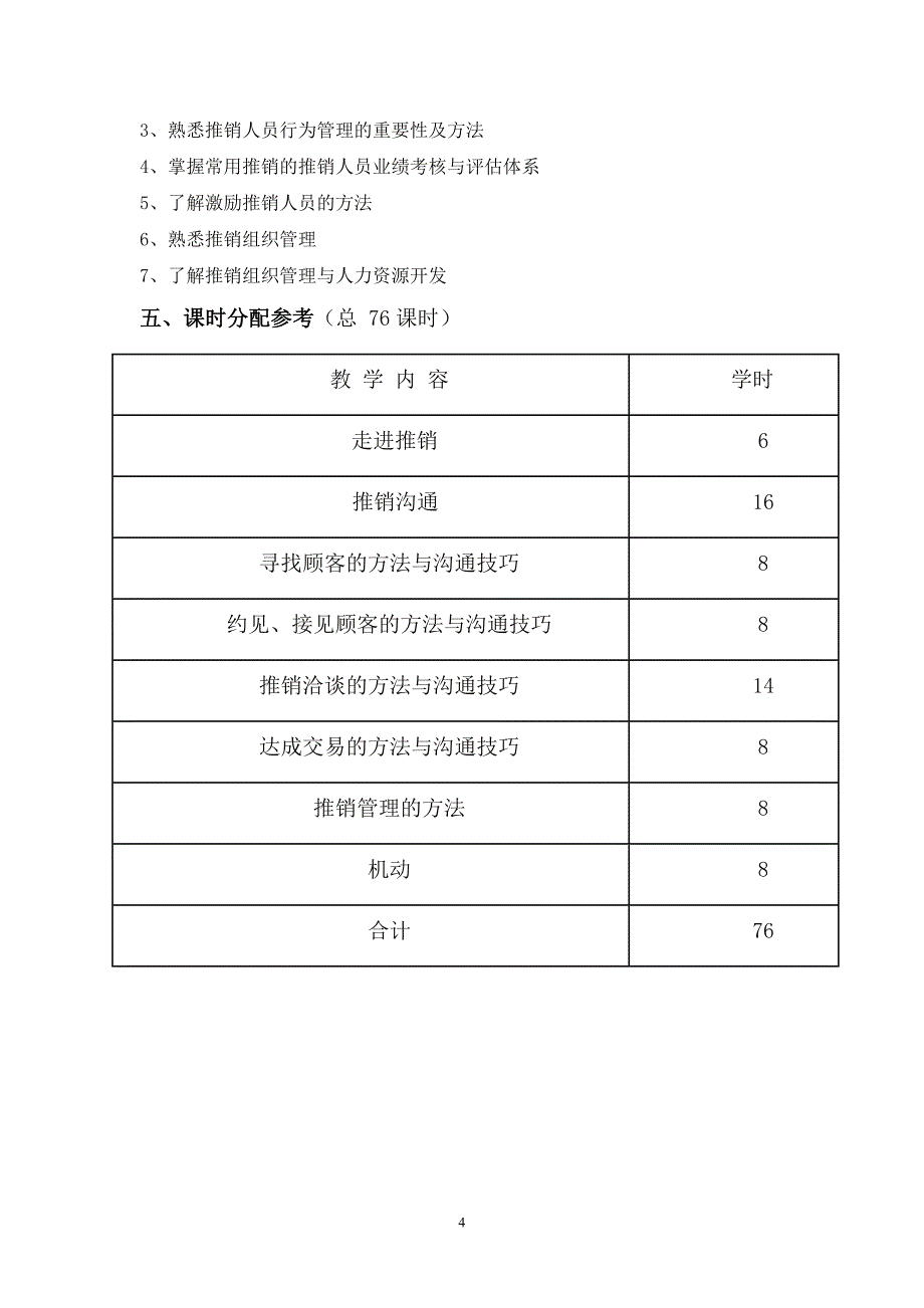 推销与沟通技巧教学大纲_第4页