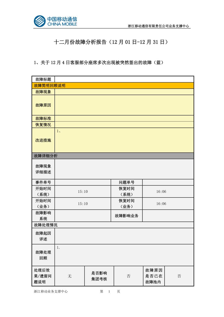 中国移动浙江公司it系统故障详细分析报告模板_第1页