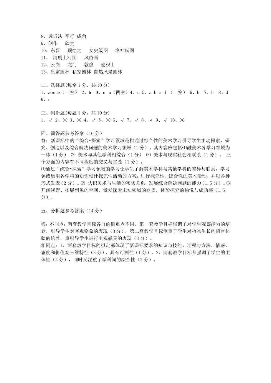 美术教师业务考核模拟试题(一) 文档_第4页