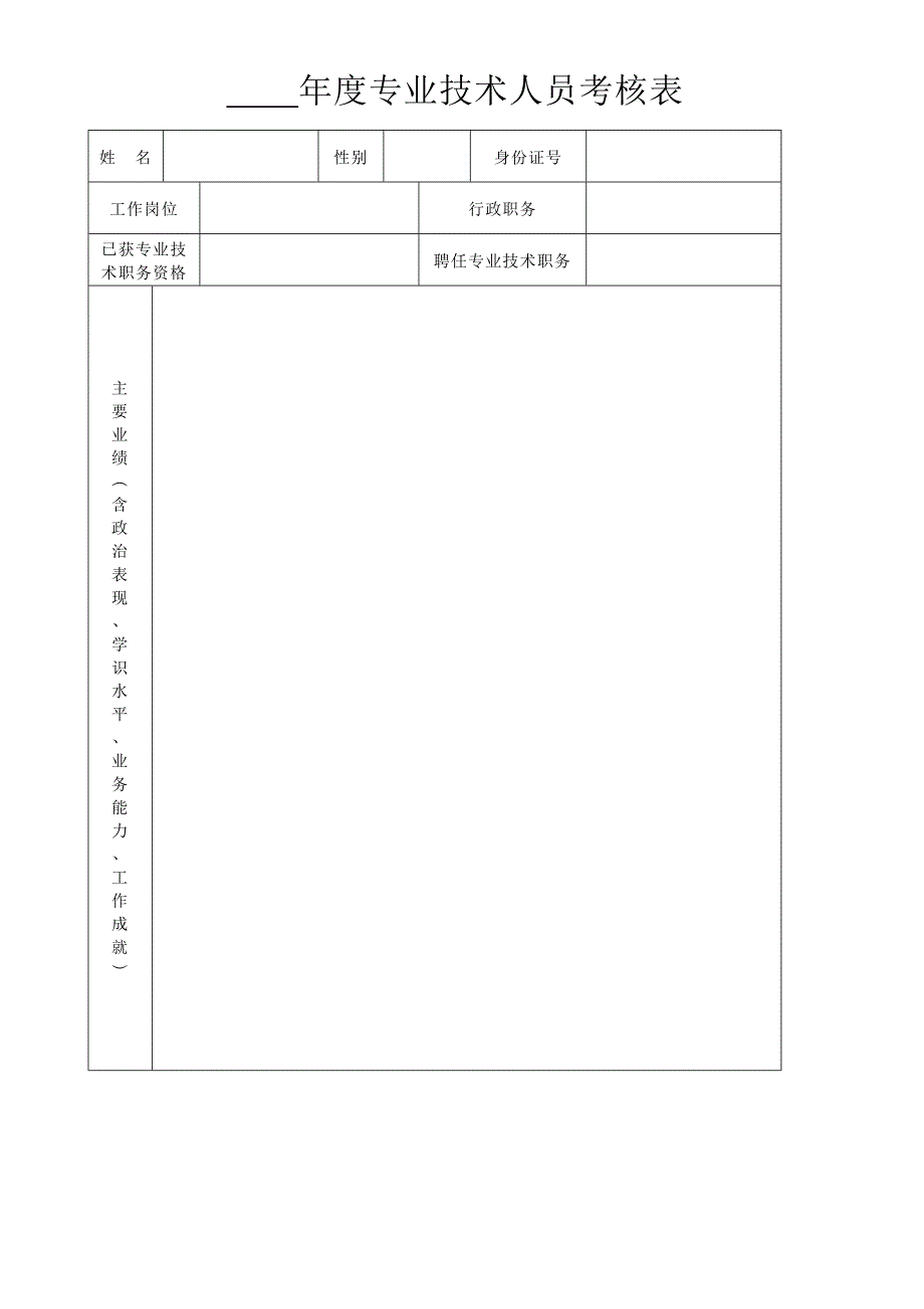 年度专业技术人员考核表(政工师 评定 资料 )_第1页