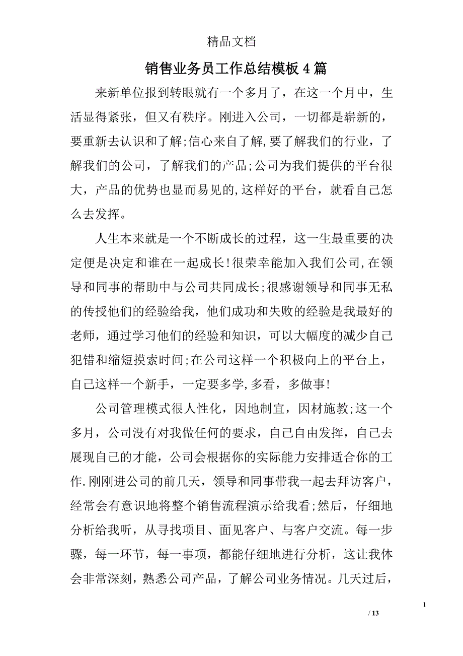 销售业务员工作总结模板精选_第1页