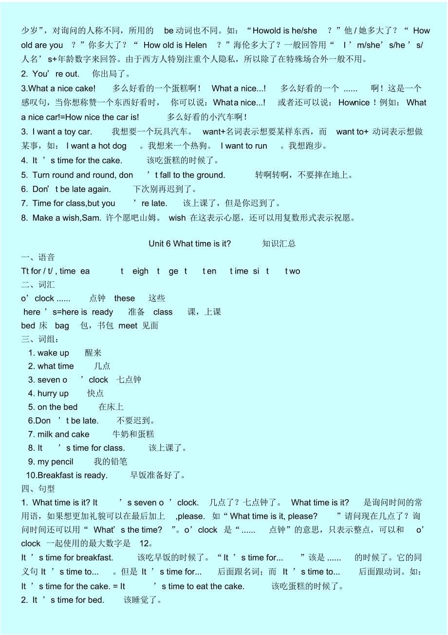 苏教版小学三年级下册英语单词、语句、重点知识、练习汇总_第5页