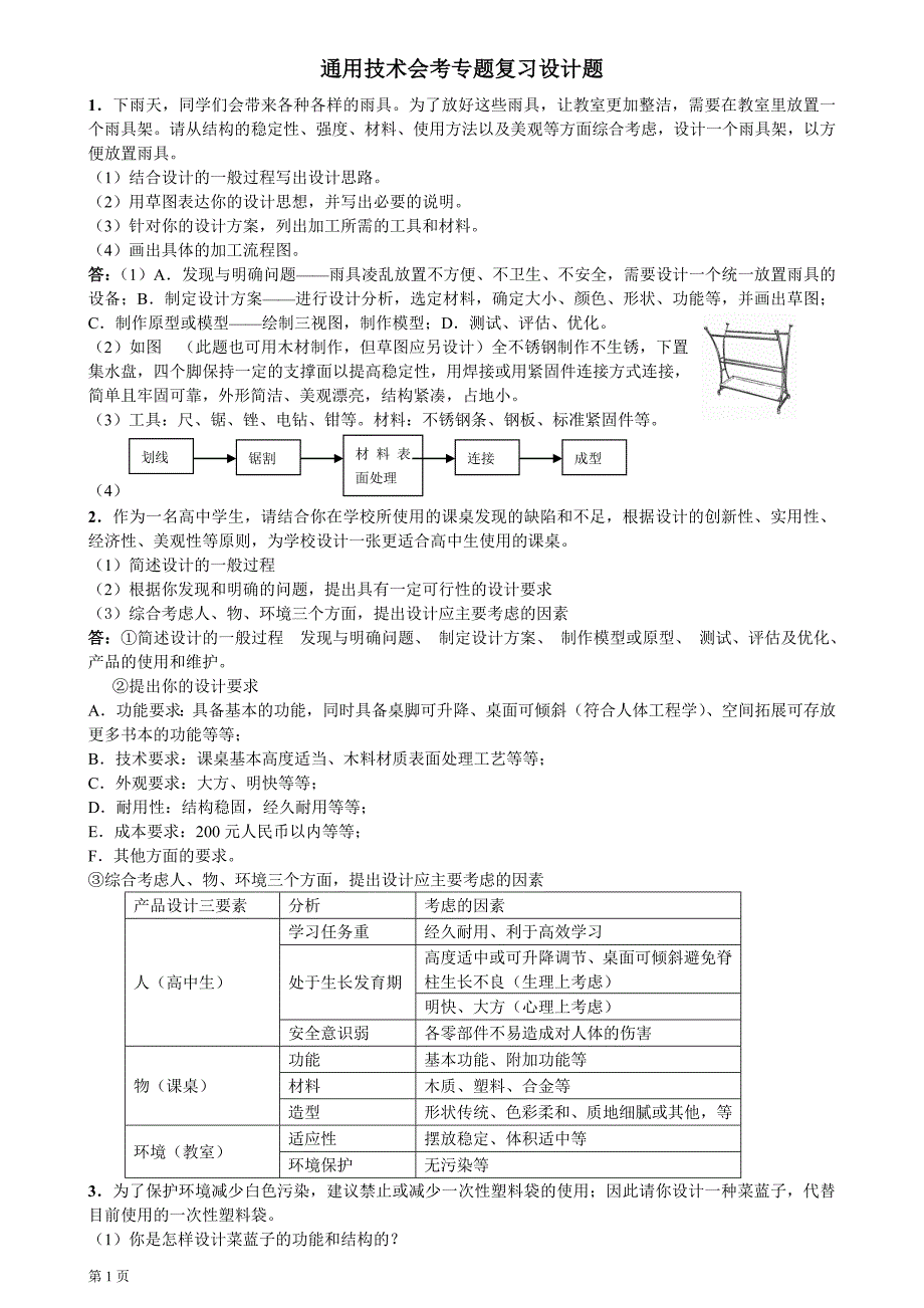 通用技术会考专题复习设计题_第1页