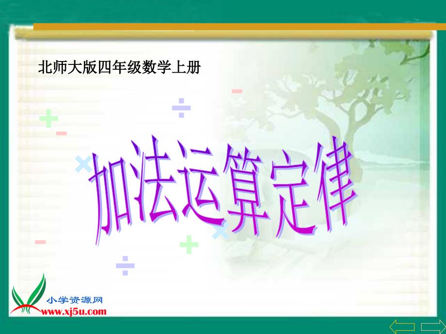 北师大版数学四年级上册《加法运算定律》ppt课件_第1页