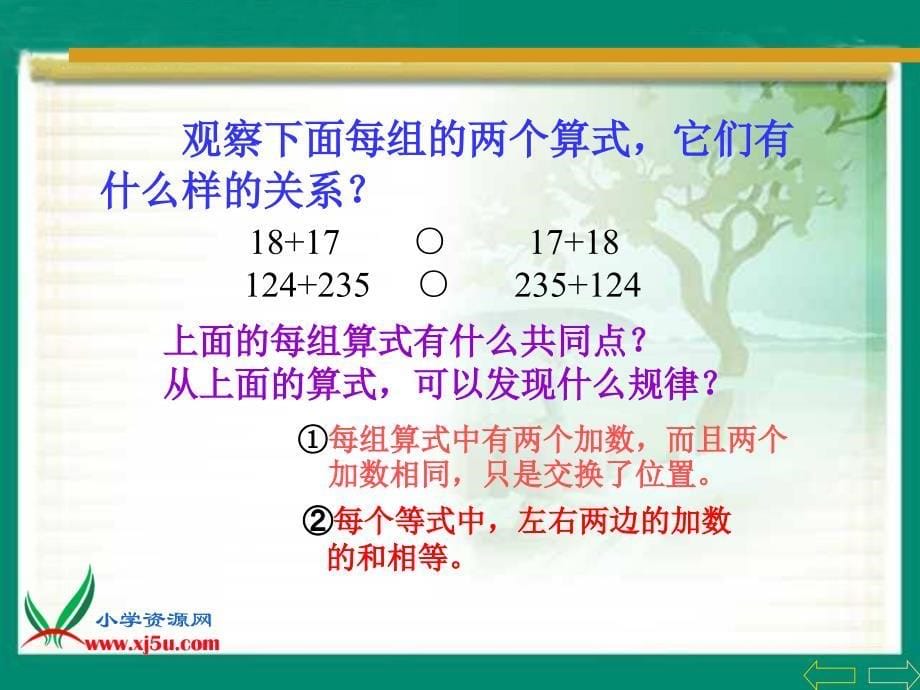 北师大版数学四年级上册《加法运算定律》ppt课件_第5页