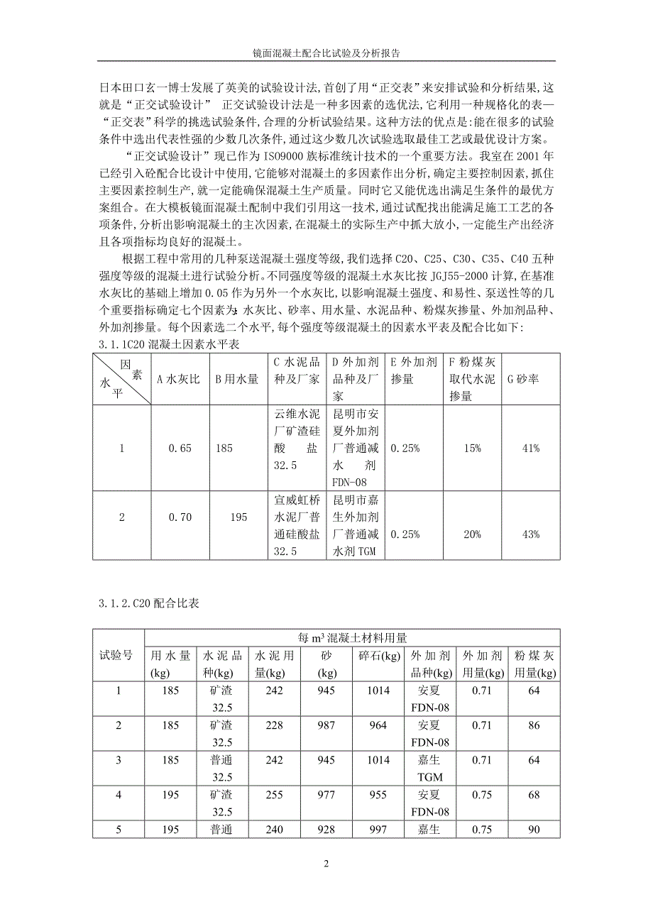 镜面混凝土配合比研究及分析_第2页