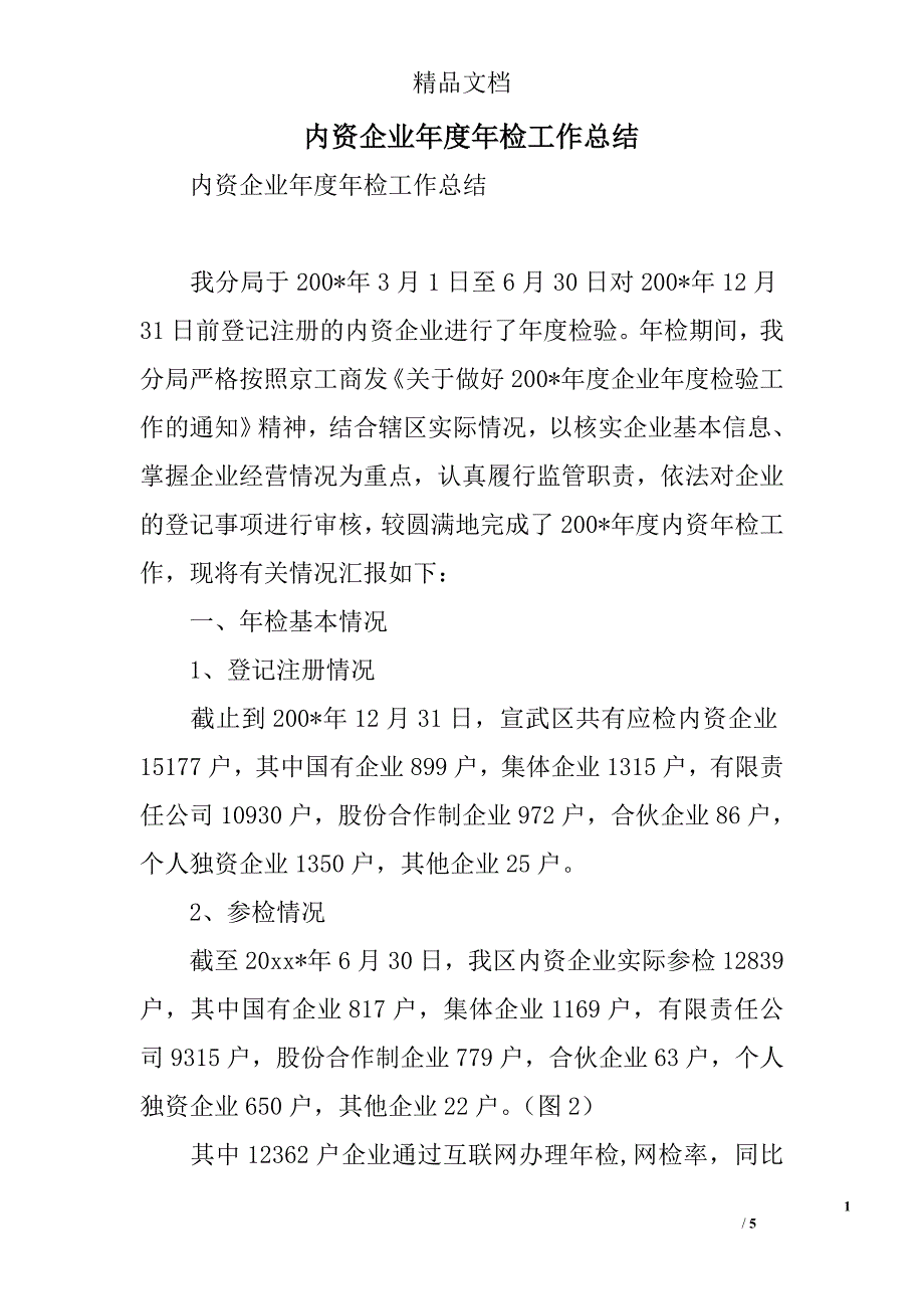 内资企业年度年检工作总结精选_第1页