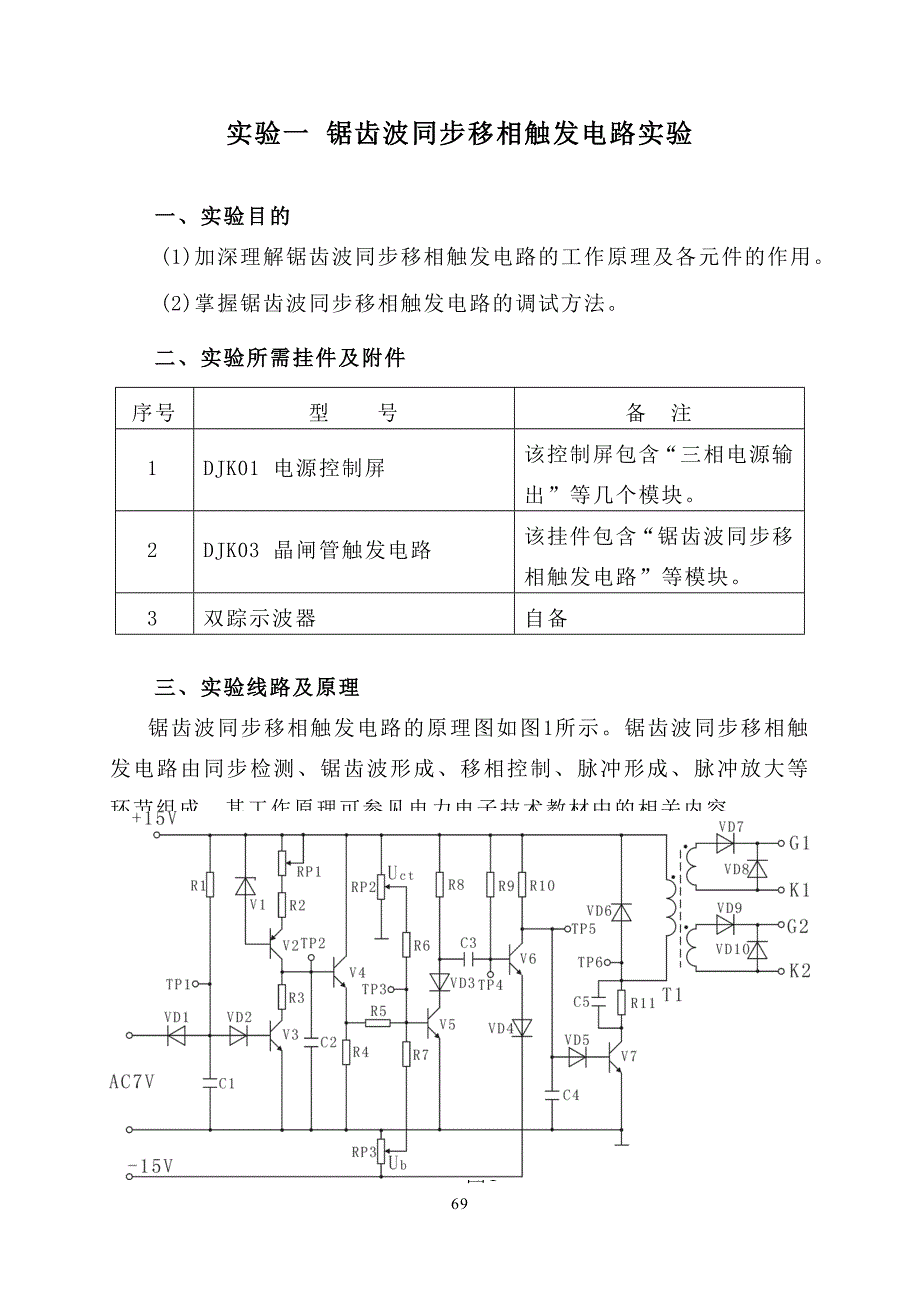 实验一 锯齿波同步移相触发电路实验_第1页