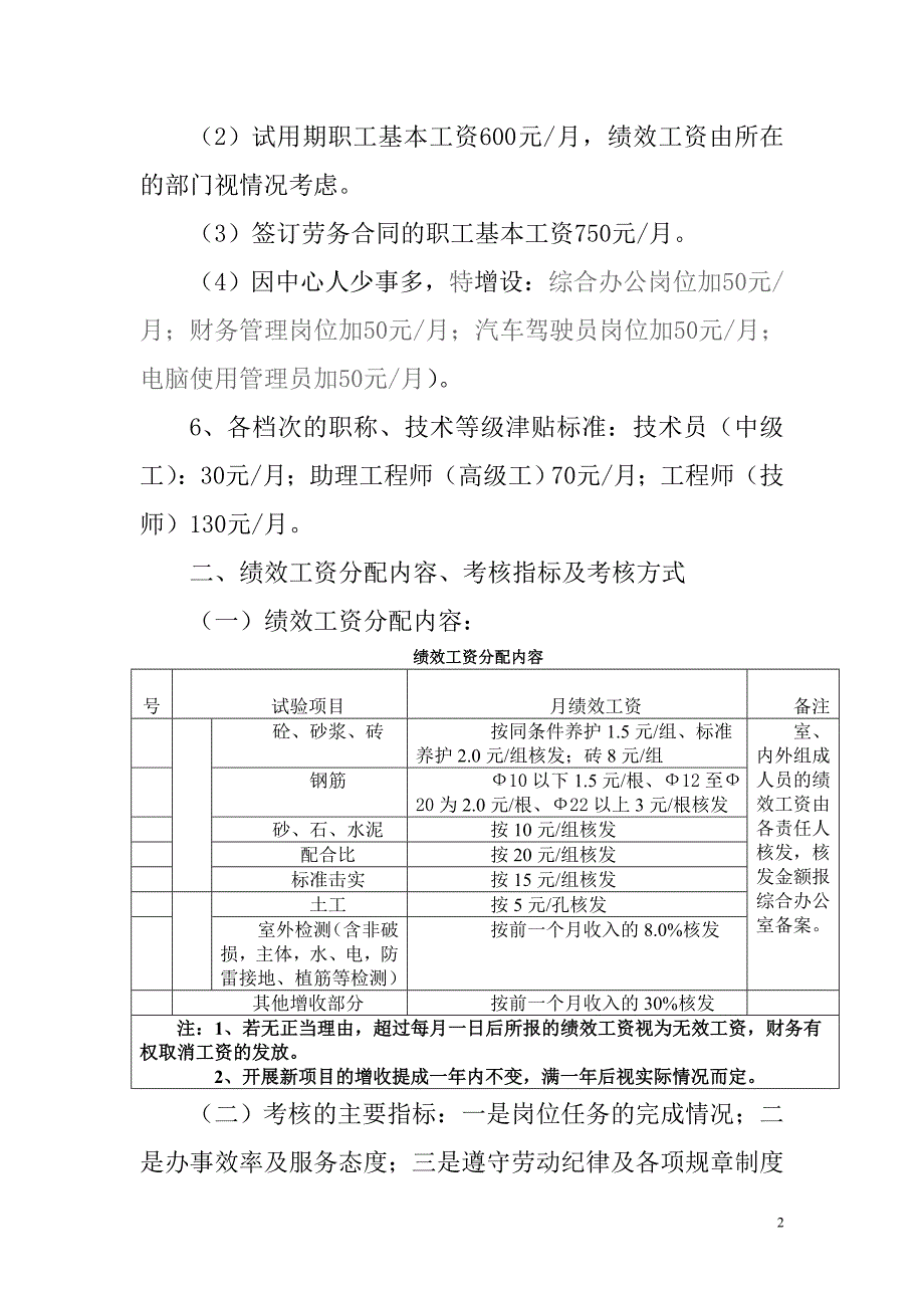 建设工程质量检测中心绩效工资考核办法_第2页