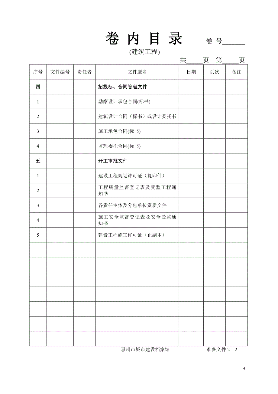 [建筑]惠州市建设工程档案编制目录指南_第4页