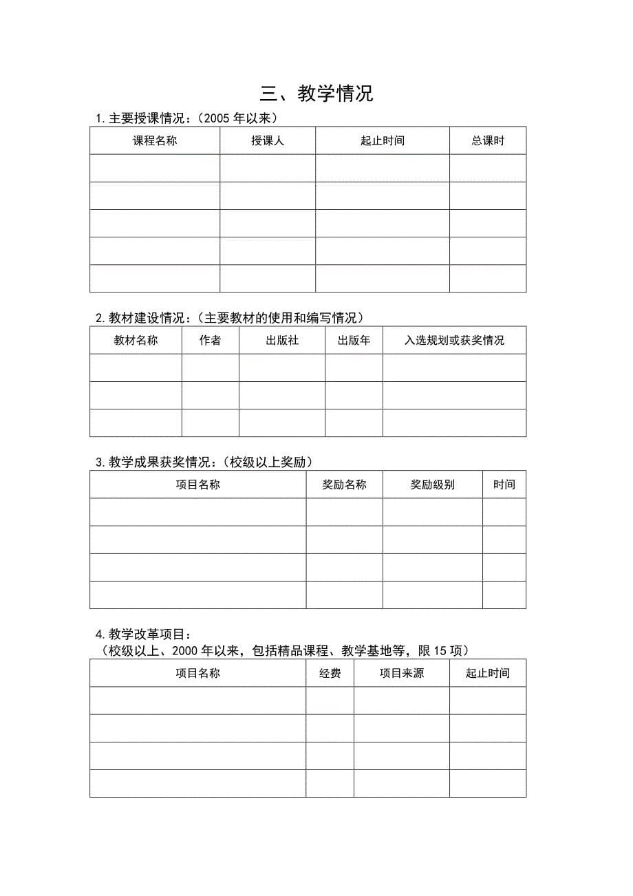 [建筑]齐齐哈尔大学教学团队推荐表_第5页